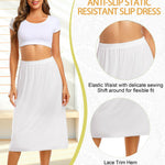 Vlazom Half Slips for Women Under Dress Long Half Slip Under Skirt with Lace Trim White Size Medium
