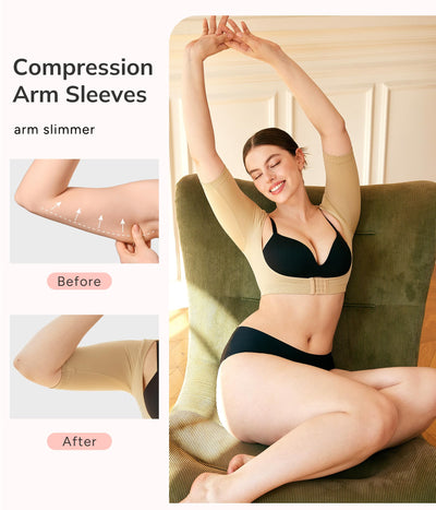LODAY Shapewear Tops for Women Arm Compression Sleeve Women Upper Arm Shaper (Beige, 2X-Large/3X-Large)
