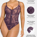 SHAPELLX Lace Bodysuit for Women Tummy Control Shapewear Body Suits One Piece Body Shaper Thongs L