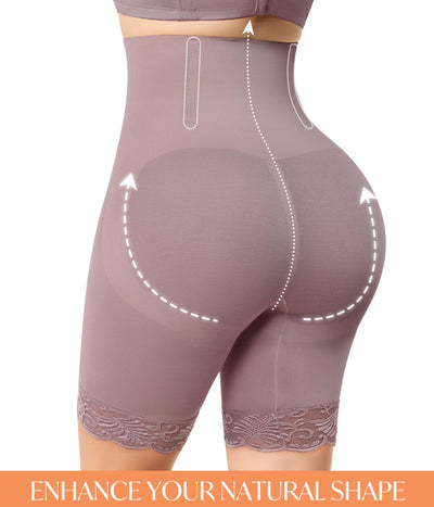 CYDREAM Shapewear for Women - High-Waisted Tummy Control Shorts Butt Lifting Panties Thigh Slimmer Faja Body Shaper Underwear (Purple Brown, Small)