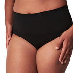 SPANX SPANXshape ExtraOrdinary Thong - Sculpting with Compression - Women's Shapewear Underwear - Recycled Nylon Fabric Blend - Very Black - Medium