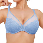 Popilush Bras for Women Lace Minimizer Underwire Bra, Unlined Full Coverage with Comfortable Lift for Large Bust
