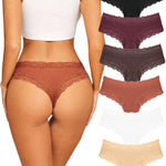 Sth Big Womens Cotton Underwear Sexy Lace Brazilian Panties Soft Breathable Cotton Cheeky Underwear for Ladies 6 Pack (6A, Medium)