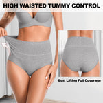 OLIKEME Women's High Waisted Underwear Tummy Control Underwear Postpartum Essentials Breathable Womens Panties Soft Cotton Panties Full Coverage Briefs, 5-pack Size L