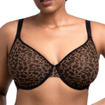 HSIA Minimizer Bras for Women Full Coverage Underwire Unlined Leopard Mesh Plus Size Convertible Bra for Big Busted Black 36DDD