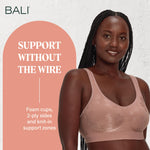 Bali Women's Wireless Bra, Comfort Revolution Full-Coverage Wirefree Bra for Women, Moisture-Wicking