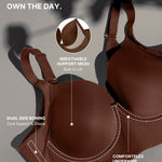 SHAPELLX Women's Bra Push Up Underwire Back Smoothing Adjustable Bralette (Brown, 36C)
