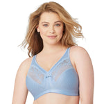 Glamorise Full Figure Plus Size MagicLift Minimizer Bra Wirefree #1003 Light Blue