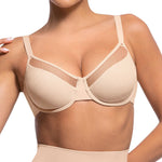 Minimizer Bras for Women Full Coverage Unlined Underwire Bras Plus Size Lifting Bra for Heavy Breast, Wide Strap, Skin 38C