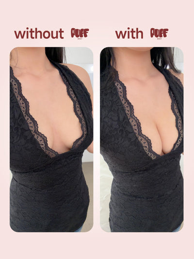 PUFF BODY Sticky Bra for Women, Adhesive Bra Push Up for Backless Dress, Strapless Invisible Silicone Bra Cups, Cleavage Lift Nipple Covers (A Cup, Beige)