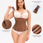 Nebility Waist Trainer for Women Corset Shapewear Tummy Control Body Shaper Top Waist Cincher Girdle with Adjustable Straps(Brown,Large)