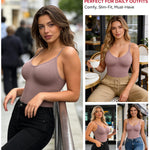 Nebility Women's Shapewear Bodysuit Tummy Control Body Suit Built in Bra Tank Camisole Seamless Mid Thigh Body Shaper