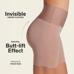 Leonisa Stay-in-Place Seamless Shaper Shorts for Women - High Waisted Shapewear Tummy Control - Anti-chafing Slip Shorts Brown