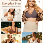 Gailife Deep V Jelly Bras for Women No Underwire Wireless Seamless Push Up Bra Comfort Support Plunge Bralette Full Coverage -BR,L Brown