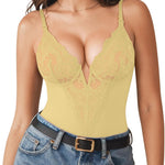 Popilush Shapewear Bodysuits for Women Lace Corset Tops Tummy Control V Neck Sleeveless Body Suit Thongs