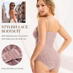 BRABIC Lace Bodysuit for Women Tummy Control Shapewear Sleeveless Tops V-Neck Backless Camisole Jumpsuit Shaper (Brown Brief, 3X-Large)