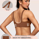 OEAK Womens Deep V Bras Wireless Comfortable Bra Supportive No Underwire Bras Tshirt Push Up Bralettes Plunge Seamless Bra Cinnamon M