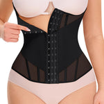 Nebility Waist Trainer for Women Corset Shapewear - Mesh Faja Body Shaper Waist Cincher Tummy Control Girdle Daily Wear Black