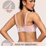 OEAK Womens Deep V Bras Wireless Comfortable Bra Supportive No Underwire Bras Tshirt Push Up Bralettes Plunge Seamless Bra Pink Leopard XXL