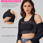 BRABIC Front Closure Post Surgical Compression Everyday Bra for Women Mastectomy with Removable Breast Support Band Black