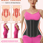 GainKee Latex Waist Trainer for Women Workout Waist Cincher Trimmer Belly Belt Tummy Control Body Shaper Sport Girdle Black XS