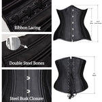 SHAPERX Women 24 Double Steel Boned Longline Heavy Duty Waist Training Corsets Body Shaper,SZ1971-Black-L