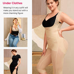 Nebility Shapewear Bodysuit for Women Tummy Control Full Body Shaper Waist Trainer Open Bust Mid-Thigh Bodysuit