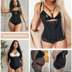 SHAPERX Women's Fajas Colombianas Shapewear Tummy Control Body Shaper Girdles Post Surgery Compression Garment,SZ7396-Black-L