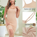 Lovasy Women's Full Slip for Under Dresses Cami Slip Mini Dress Adjustable Straps Basic Long Full Slips Nightgown Nude,Large