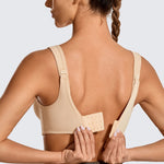 SYROKAN Women's Max Control Underwire Sports Bra High Impact Plus Size with Adjustable Straps Unlined Bra Beige 38DD