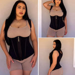 SHAPERX Waist Trainer Corset for Women Tummy Control Sport Girdle Hourglass Waist Cincher Body Shaper with Steel Boned SZ7293-Black-L