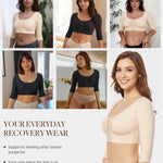 BRABIC Upper Arm Shaper for Women Fajas Post Surgery Compression Sleeves Front Closure Bra Arm Lipo Shapewear Tops(Beige, Large)
