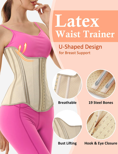 GainKee Long Torso Waist Trainer for Women Workout Fajas Colombianas Waist Cincher Corset Tummy Control Body Shaper Apricot 3XL