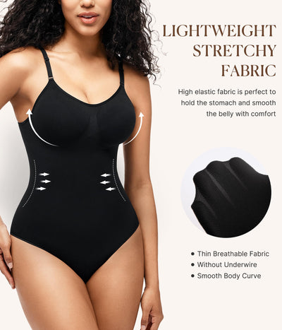 BRABIC Bodysuits for Women Tummy Control Shapewear Seamless Round Neck Butt Lifter Body Shaper Tank Top (Small, Black)