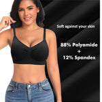 Wireless Sewn in Padded Bras for Women Comfortable Push Up Full Coverage Bralettes No Underwire Everyday Tshirt Bra(#01 Black(Padded)-Spaghetti Strap,Large)