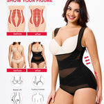 Nebility Shapewear for Women Tummy Control Bodysuit Faja Body Shaper Waist Trainer Snatched Corset Body Suit (Medium,Black)