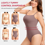 Nebility Shapewear Bodysuit for Women Tummy Control Shapewear Faja Body Shaper Waist Trainer Square Neck Body Suit(Purple Brown,Medium)