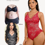 FeelinGirl Lace Shapewear Bodysuit Tummy Control V-Neck Sleeveless Tank Top