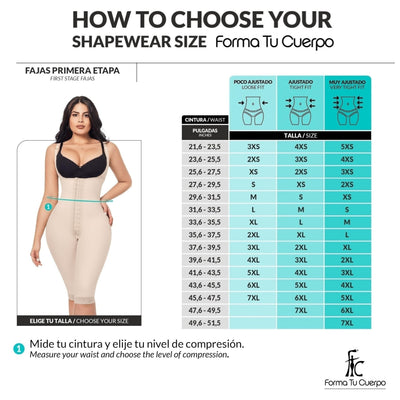Forma Tu Cuerpo Faja Completa Diaria - Breathable Full Body Shapewear for Women, Moldeadora Suave with Bustier Ajustable, Bei M