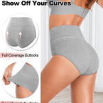 OLIKEME Women's High Waisted Underwear Tummy Control Underwear Postpartum Essentials Breathable Womens Panties Soft Cotton Panties Full Coverage Briefs, 5-pack Size L