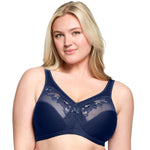 Glamorise Full Figure Plus Size MagicLift Minimizer Bra Wirefree #1003 Blue