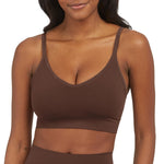 SPANX SPANXsmooth EcoCare Seamless Shaping Longline Bralette - Comfortable Everyday Bralette - Women's Bra with No Underwire - Chestnut Brown - Medium