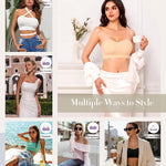 Finduself Strapless Bras for Women Non-Slip Wireless Bandeau Bra Seamless Padded Tube Top Bra Including Fabric & Clear Straps