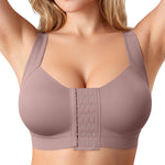 BRABIC Front Closure Post Surgery Compression Bras for Women Mastectomy Bra with Adjustable Straps Wirefree Purple Brown