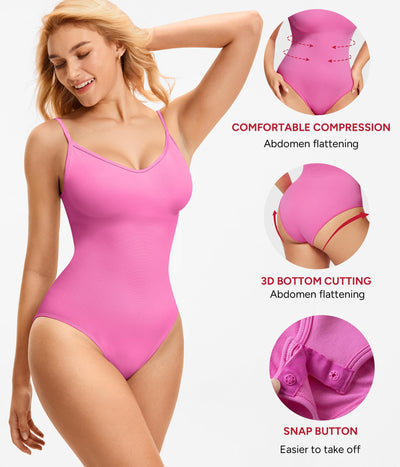 Nebility Bodysuits for Women Tummy Control Body Suits Seamless Shapewear V Neck Body Shaper