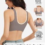 Gailife V Neck Front Closure Bras for Women Wireless Full Coverage Mastectomy Bralettes Comfortable Seamless Everyday Bra, Grey, XL
