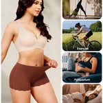 LEVAO Seamless Boy Shorts Underwear for Women with Wavy Edge, High-waisted No Show Boxer Briefs Panties 4 Pack S-XXL