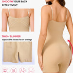 Nebility Seamless Shapewear Bodysuit Women - Tummy Control Square Neck Full Body Shaper for Layering Under Clothes Beige Body Suit Top for Everyday
