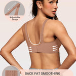 OEAK Womens Deep V Bras Wireless Comfortable Bra Supportive No Underwire Bras Tshirt Push Up Bralettes Plunge Seamless Bra Latte M Plus