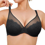 Popilush Bras for Women Lace Minimizer Underwire Bra, Unlined Full Coverage with Comfortable Lift for Large Bust